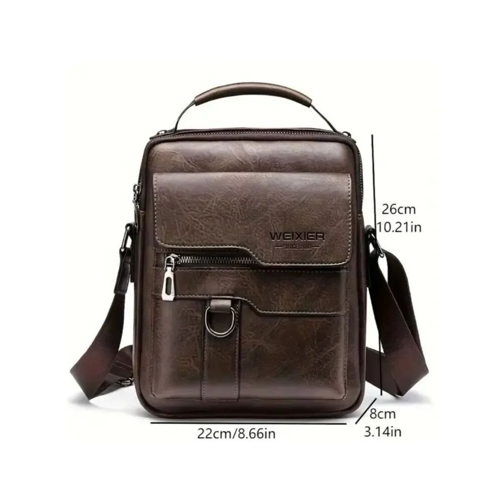 NWT WEIXIER Vintage Brown Shoulder Spacious Multi-Pocket Office Travel Bag